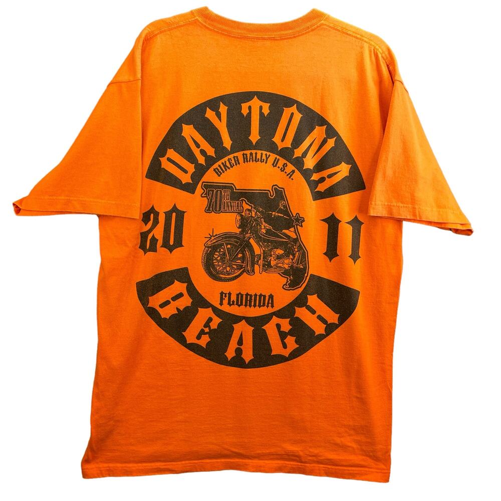 Harley-Davidson T-Shirt Men Size XL Orange Daytona Beach 2011